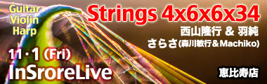 11/1（金）Strings 4×6×6×34（西山隆行＆羽純＆さらさ）のバナー