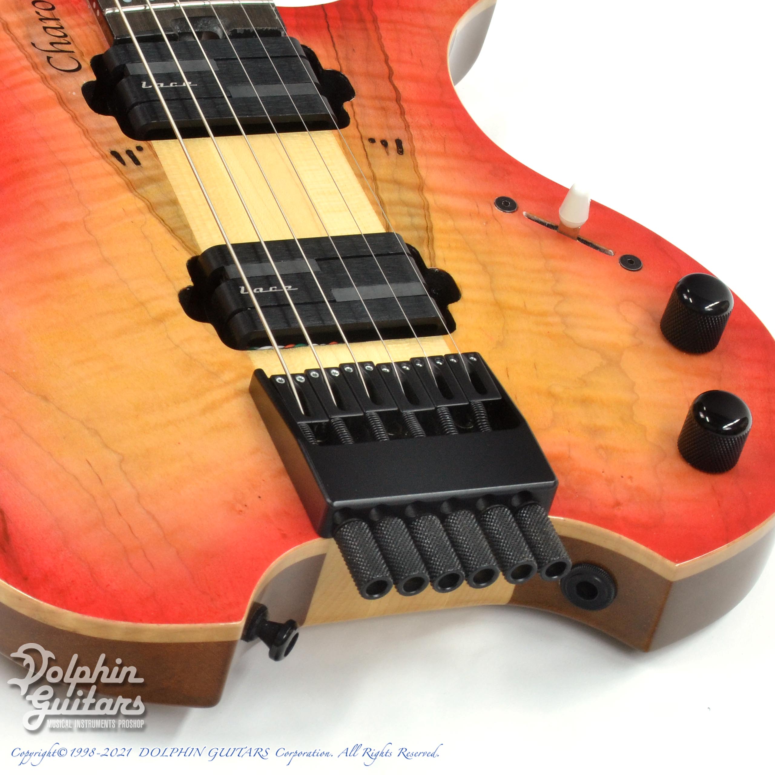 Charo's CH-G6 Headless Guitar (Spalted Curly Maple) (Cherry